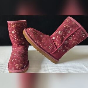 UGG Burgundy Winter Boots with Gold Accents